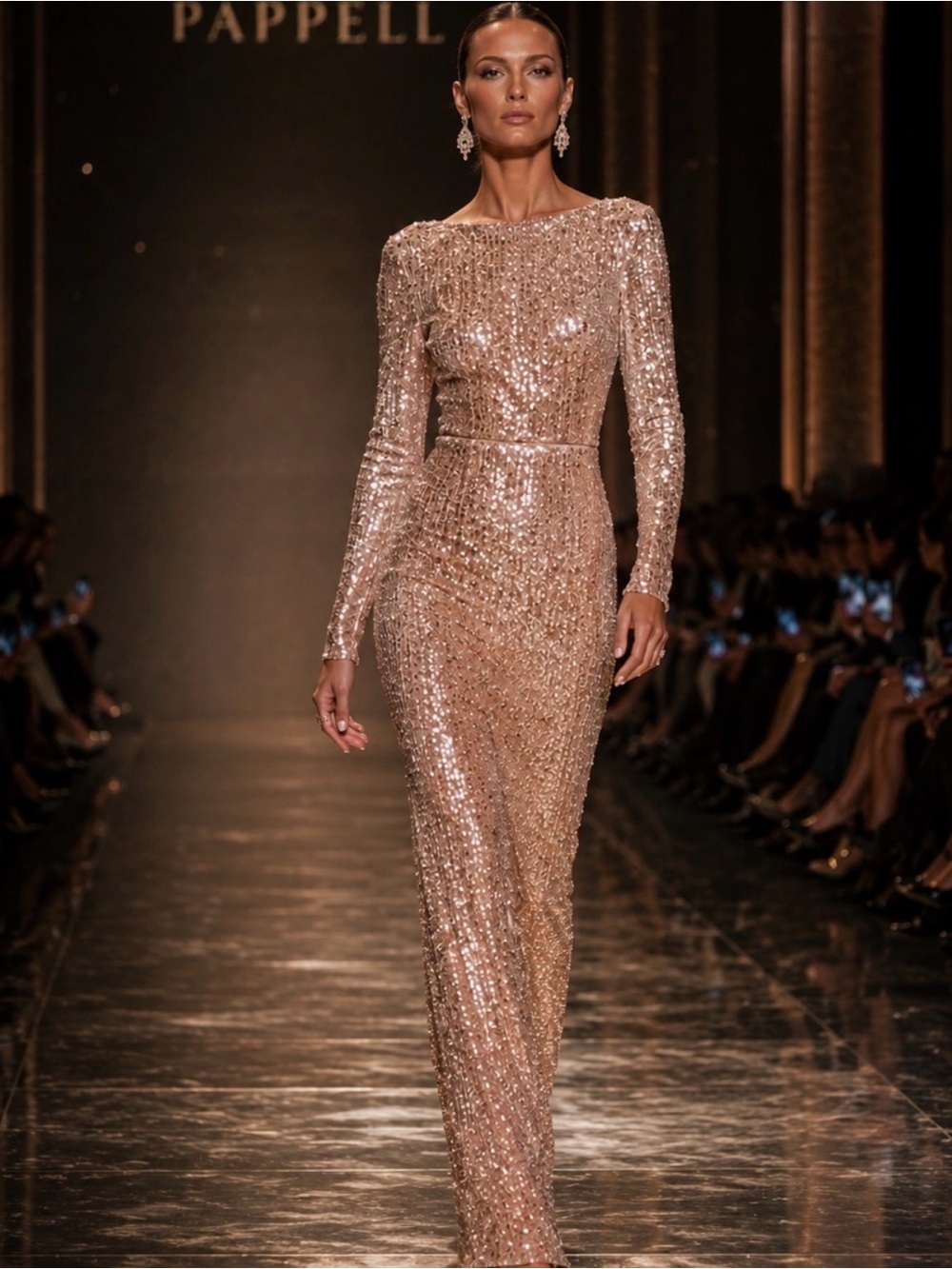 NWT Eliza J Rose Gold Sequin Gown 0P Petite Formal Evening Dress